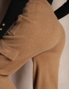 j&x Pantaloni Bej închis Largi Tricotați cu Elastic în Talie și Buzunare Emithlera