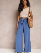 j&x Pantaloni bleumarin cu picioare largi și cu o curea cusută în talie Atita