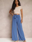 j&x Pantaloni bleumarin cu picioare largi și cu o curea cusută în talie Atita