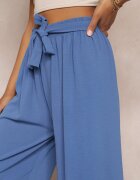 j&x Pantaloni bleumarin cu picioare largi și cu o curea cusută în talie Atita