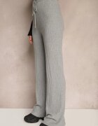 j&x Pantaloni gri din tricot cu nervuri cu croială largă și elastic în talie Emandoria
