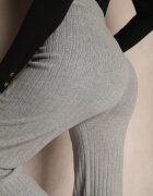 j&x Pantaloni gri din tricot cu nervuri cu croială largă și elastic în talie Emandoria