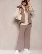 j&x Pantaloni gri închis cu croi larg Talie înaltă cu Circonii și elastic la talie Loreitha