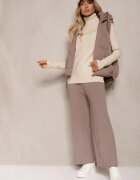 j&x Pantaloni gri închis cu croi larg Talie înaltă cu Circonii și elastic la talie Loreitha