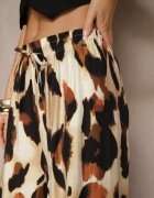 j&x Pantaloni Largi Bej Talie înaltă cu viscoză cu imprimeu leopard Zeviera
