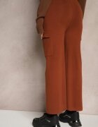 j&x Pantaloni Largi Maro Tricotați cu elastic în talie și buzunare Emithlera