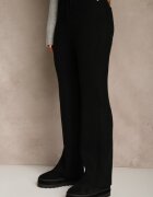 j&x Pantaloni Largi Negri cu Lână High Waist din Material Reiat Reinna