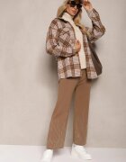j&x Pantaloni Maro deschis cu croială largă Talie înaltă cu strasuri și elastic în talie Loreitha