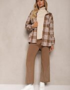 j&x Pantaloni Maro deschis cu croială largă Talie înaltă cu strasuri și elastic în talie Loreitha