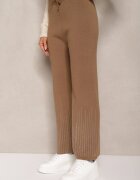 j&x Pantaloni Maro deschis cu croială largă Talie înaltă cu strasuri și elastic în talie Loreitha