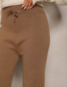j&x Pantaloni Maro deschis cu croială largă Talie înaltă cu strasuri și elastic în talie Loreitha