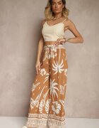 j&x Pantaloni Maro Largi cu bandă elastică în talie în Stil Boho Evirami