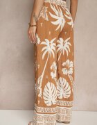 j&x Pantaloni Maro Largi cu bandă elastică în talie în Stil Boho Evirami