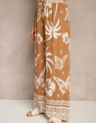j&x Pantaloni Maro Largi cu bandă elastică în talie în Stil Boho Evirami