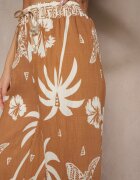 j&x Pantaloni Maro Largi cu bandă elastică în talie în Stil Boho Evirami