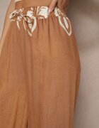 j&x Pantaloni Maro Largi din Viscoză cu Elastic în Talie Decorați cu Model Etnic Soleldi
