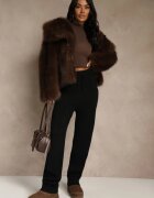j&x Pantaloni Negri din Lână cu Șnur și Buzunare Decorative Moneressa
