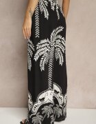 j&x Pantaloni Negri din Viscoză cu Croi Larg High Waist cu Palmieri Varritia
