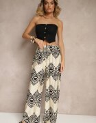j&x Pantaloni Negri din Viscoză cu Croială Largă High Waist cu Model Boho Neolissea
