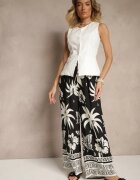 j&x Pantaloni negri largi cu elastic în talie stil Boho Evirami