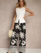 j&x Pantaloni negri largi cu elastic în talie stil Boho Evirami