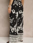 j&x Pantaloni negri largi cu elastic în talie stil Boho Evirami