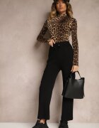 j&x Pantaloni Negri Largi Tricotați cu Talie Elastică și Buzunare Emithlera