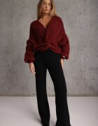 j&x Pantaloni negri tricotati Wide Leg călduroși Miosea