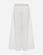 j&x Pantaloni palazzo din vâscoză cu talie înaltă decorați cu dungi și șnur Alemea Albi