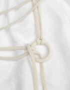 j&x Pantaloni palazzo din vâscoză cu talie înaltă decorați cu dungi și șnur Alemea Albi