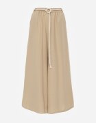j&x Pantaloni palazzo din vâscoză cu talie înaltă decorați cu dungi și șnur Alemea Bej