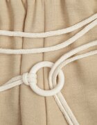 j&x Pantaloni palazzo din vâscoză cu talie înaltă decorați cu dungi și șnur Alemea Bej