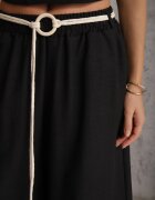 j&x Pantaloni palazzo din vâscoză cu talie înaltă decorați cu dungi și șnur Alemea Negri