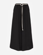 j&x Pantaloni palazzo din vâscoză cu talie înaltă decorați cu dungi și șnur Alemea Negri