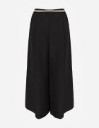 j&x Pantaloni palazzo din vâscoză cu talie înaltă decorați cu dungi și șnur Alemea Negri