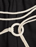 j&x Pantaloni palazzo din vâscoză cu talie înaltă decorați cu dungi și șnur Alemea Negri