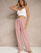 j&x Pantaloni roz cu bumbac croială largă talie înaltă Fanelithia