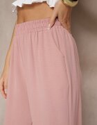 j&x Pantaloni roz cu bumbac croială largă talie înaltă Fanelithia