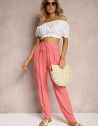 j&x Pantaloni Roz De Viscoză cu elastic în talie și cu picior conic Sumipaku