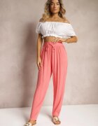 j&x Pantaloni Roz De Viscoză cu elastic în talie și cu picior conic Sumipaku
