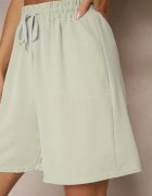 j&x Pantaloni scurți Verzi Deschis din Bumbac High Waist Decorate cu Șnur Talanisse
