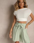 j&x Pantaloni scurți Verzi din Viscoză Talie înaltă Decorați cu Curea Lumilirae
