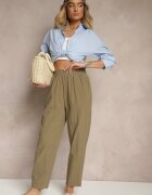 j&x Pantaloni Verde închis din Bumbac High Waist Sonirea