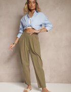 j&x Pantaloni Verde închis din Bumbac High Waist Sonirea