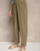 j&x Pantaloni Verde închis din Bumbac High Waist Sonirea