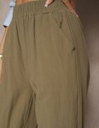 j&x Pantaloni Verde închis din Bumbac High Waist Sonirea