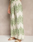 j&x Pantaloni verzi din Viscoză cu Croi Larg High Waist cu Imprimeu Boho Neolissea