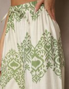 j&x Pantaloni verzi din Viscoză cu Croi Larg High Waist cu Imprimeu Boho Neolissea