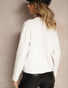 j&x Pulover Alb cu croi drept Decorat cu buzunărel imprimat Zeanila