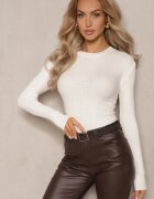 j&x Pulover Alb striat cu bumbac decorat cu cristale Romilea